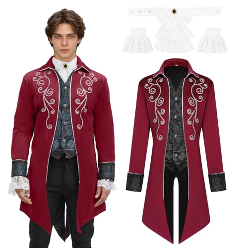 JDFAIJEAL Abrigo medieval steampunk para hombre, abrigo gótico