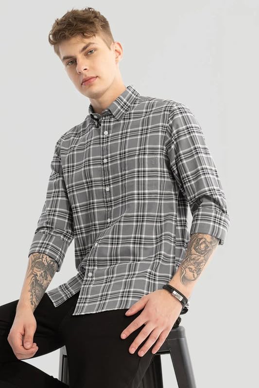 Image of Men's Cotton Casual Printed Checkered Stylish Shirt for Men