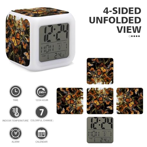 Reloj despertador digital LED con luz nocturna de 7 colores para dormitorio 4