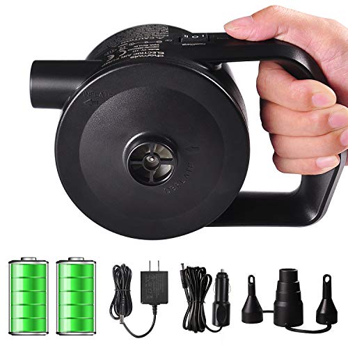 chamvis Electric Air Pump,Rechargeable Portable Electric Inflator/Deflator Pump with Nozzles for Air Mattress