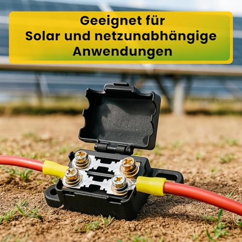 Offgridtec 2-Wege MIDI-Sicherungshalter für 200A 58V DC-Systeme, Schraubanschluss, vorinstallierte Hardware, robustes Kunststoffgehäuse, Hochstrom-Sicherungshalter für Automotive- & Industrienutzung