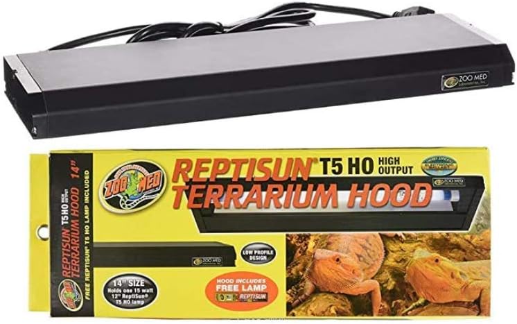 DBDPet (2 Pack) Reptisun 14" T5HO Terrarium Hood Light Fixture & Free 5.0 UV-B Bulb by Zoomed - Includes Attached Pro-Tip Guide - Great for Small Reptiles, Chameleons, Geckos, and More!