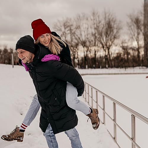Image of ZOORON 1&2 Packs Beanie for Men Women Men's Beanie Hat Acrylic Knit Cuff Beanie Cap Slouchy Knit Skull Cap Warm Winter hat