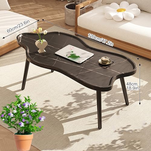 Table d'appoint irrégulière blanche en bois avec grands pieds robustes - 3