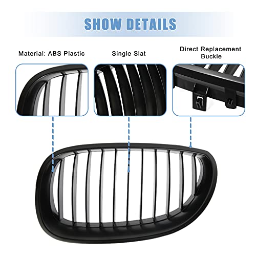 Uxcell Matte Black Front Kidney Sport Grilles Grill For Bmw E60 E61 5 Serie M5 525I 525Xi 528I 530I 530Xi 2003 2004 2005 2006 2007 2008 2009 2Pcs #TOP5