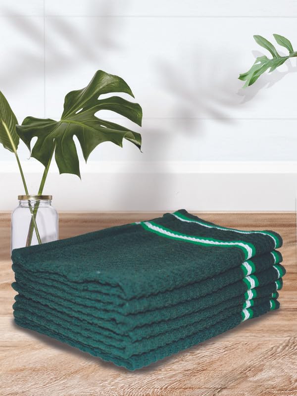 Image of Athom Living Popcorn Textured Solid Cotton Hand Towel Green 35x55 cm Set of 6