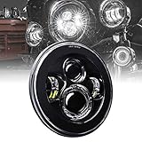 TRUE MODS 7' LED Headlight for Harley Davidson [Black-Finish] [4500 Lumen] [H4 Converters Plug and Play] [Built-In CAN Bus] For Touring Dyna Electra Glide Road King Softail Fatboy Road Glide