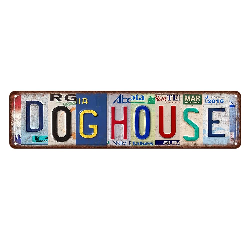 Dog Decor Dog House Tin Sign Wall Art Vintage Dog House Wall Decor Street Signs Dog Lover Metal Tin Signs Dog Decorations For The Home 16 X 4 Inches