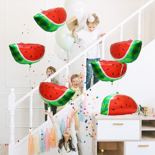 Image of Tropical Summer Party Cartoon Fruit Watermelon Balloon, Jumbo Watermelon Slice Mylar Balloons For Birthday Baby Shower Wedding Carnival Festival Hawaiian Beach Party Decorations Supplies