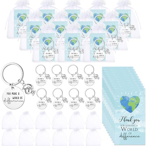 Ecation 12 Sets Thank You Keychain Gifts Bulk Earth Appreciation