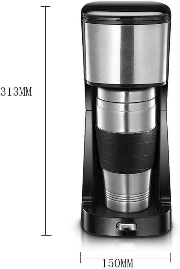 Single Cup Coffee Maker - Travel Coffee Mug and Reusable Filter - Personal 1 Cup Drip Coffee Maker to Brew Ground Beans - Black