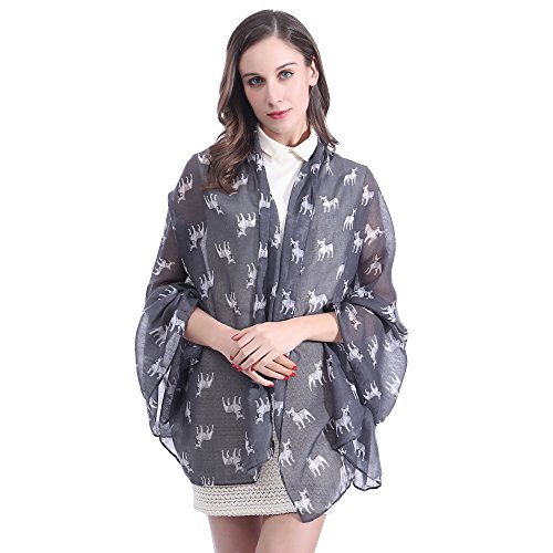 Lina & Lily French Bulldog Dog Print Women's Scarf Shawl Wrap Lightweight3