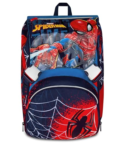 Seven Spiderman Zaino Doppio Scomparto Estensibile, Blu, Maxi Capienza, Schienale Preformato, Bambino, Scuola Elementare