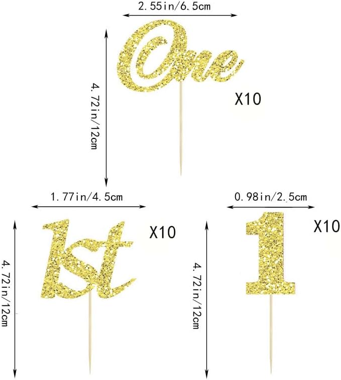 30 Pcs One Cupcake Toppers Gold Glitter First Birthday One Cupcake Picks for Baby Shower 1st Birthday Party Cake Decorations Supplies - Image 6