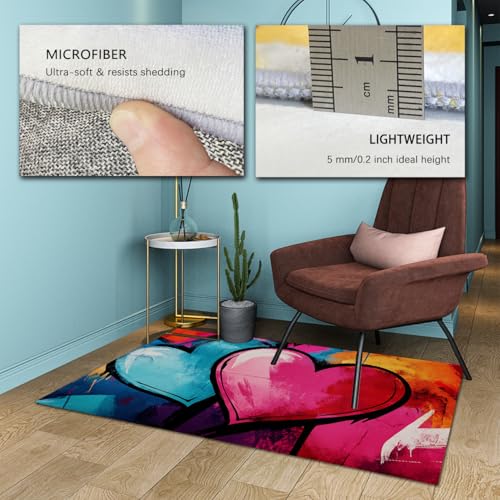 Tapis lavable de chambre double-heart artwork carpet 160x200cm - 6