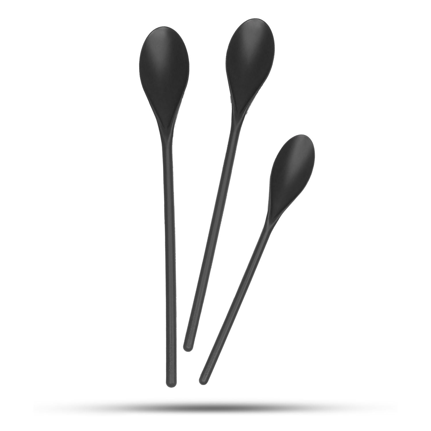 Crisp 3 Piece Poly Mixing Spoon Set - Durable Kitchenware Cooking Spoons - Kitchen Spoons - Dishwasher Safe & Mixing Stirring Spoon For Kitchen - Made in the USA - Black