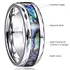 VAKKI Faceted Tungsten Carbide Rings for Men Women Abalone Shell Inlay Wedding Bands Comfort Fit Size N 1/2 #4