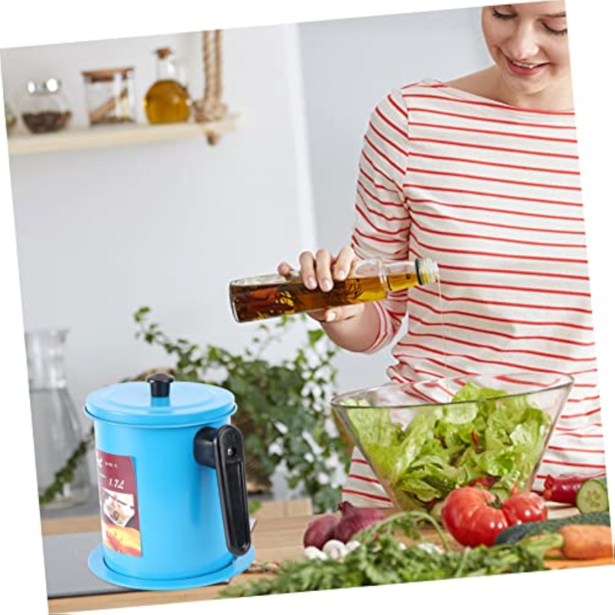 Oil Strainer Pot, Grease Container with Lid