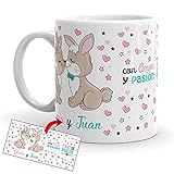 Kembilove Taza Personalizada Unicornios – Tazas Desayuno Unicornios para niñas con Frases Divertidas y Motivadoras – Regalo Original Personalizado de Conejos Taza Cerámica