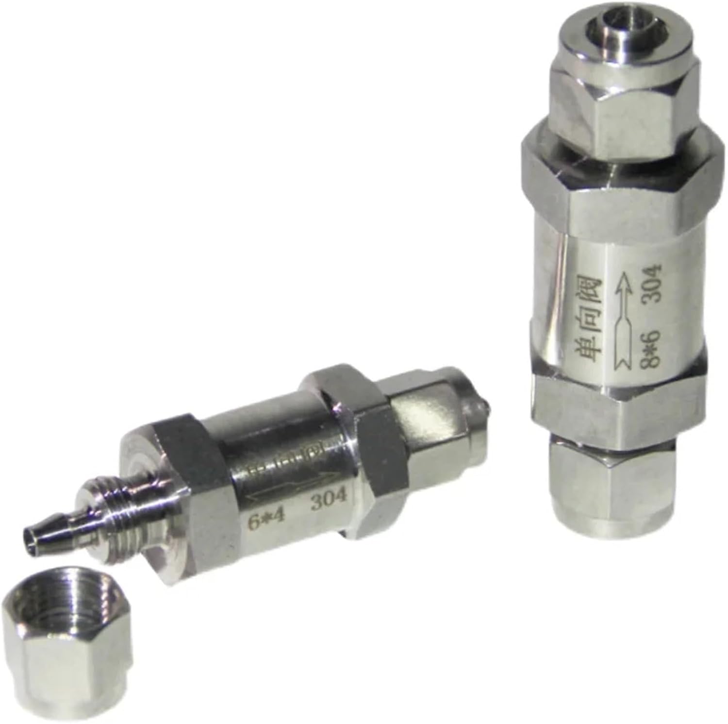 Fit 6 8 10 12mm Hose Quick Twist Screw Nut Check Valve One Way Non-return Inline 304 Stainless Steel(Fit 10x6.5mm Hose)