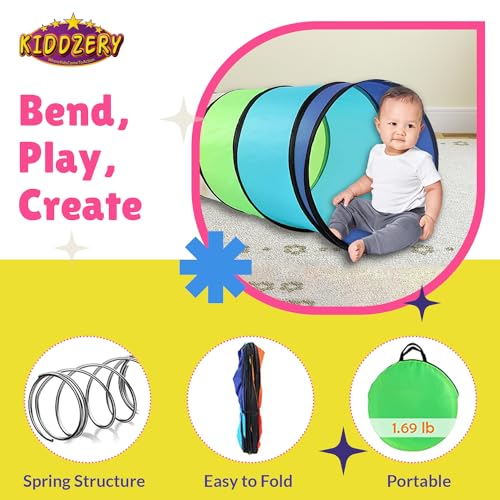 image for Kiddey Kids Play Tunnel Set for Toddlers Double Tunnels for Indoor and