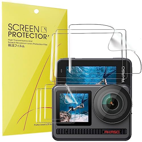Compatible for AKASO Brave 8 Screen Protector, [3 Pack Set] Full Coverage TPU Clear Film Compatible for AKASO Brave 8 / Brave 7 Camera (3 Pack Set)