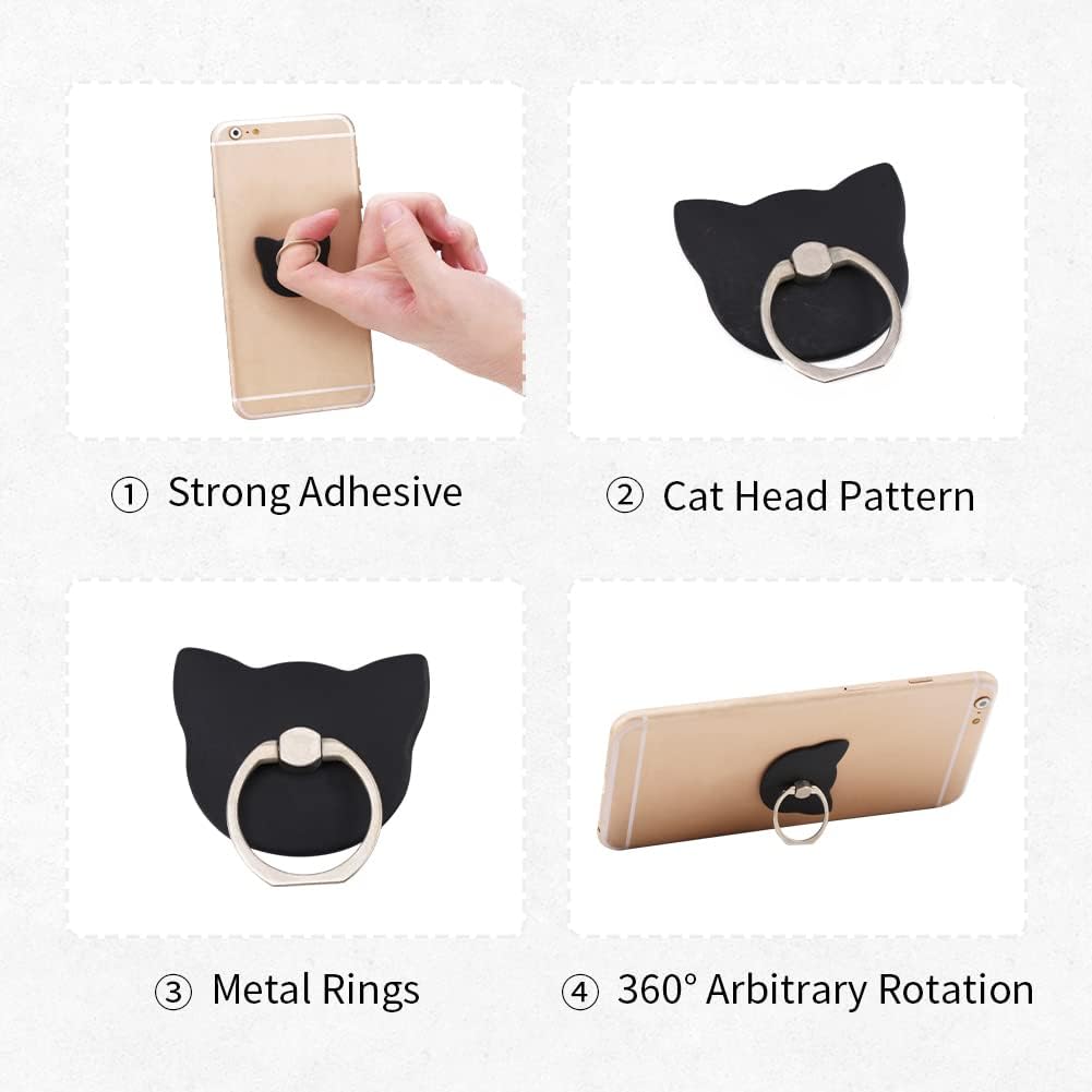 Cat Toy Hanging Door Mouse Teasing Cat, Replacement Feather with Bell Interactive Cat Toy, Cat Head Pattern Cellphone Finger Ring Holder, for A Must-Have for Cat Lovers Set