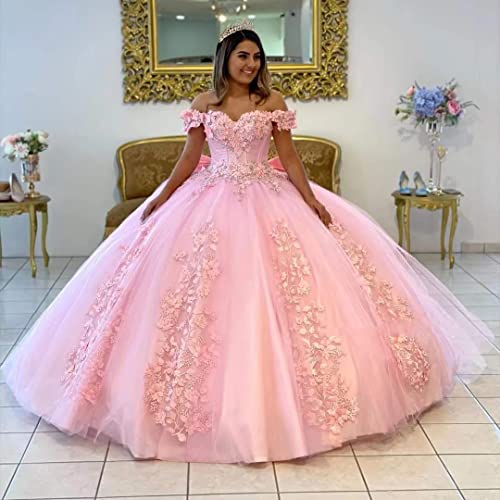 Xyaye Off Shoulder Quinceanera Dress Lilac 3D Floral Beaded Birthday Princess Dresses With Bow Vestidos De Quinceañera Lace Appliques Puffy Ball Gown Dress 15 For Teens Size 10 #TOP1