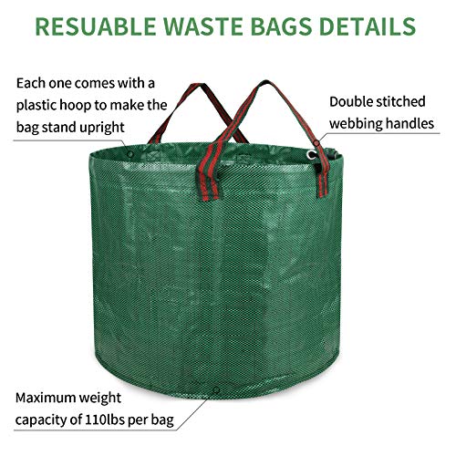 Ipower Lgwbag16X3 3-Pack 16-Gallon Reusable Garden Waste Bags For Patio, Yard, Trash Can, Laundry Container #TOP2