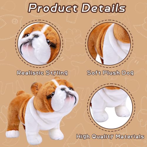 lilizzhoumax Simulation Bulldogge Plüschtier, 30 cm, realistisches Stofftier, wilder Hund, Welpen, Stofftiere, niedlich, weich, Plüsch, Heimdekoration, Tierspielzeug, Geschenk für Kinder