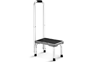 HBTower Aluminum Step Stool with Handle for Elderly, Lightweight Step Stools for Adults Seniors
