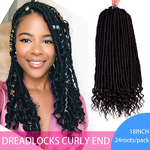 Silike 18" Curly End Dread Lock Crochet Hair (24 Roots/Piece,3 Pieces) Loose End Faux Lock Crochet Braids for Women (IB)