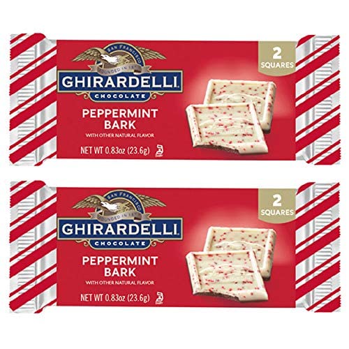 Ghirardelli (2) Bars Peppermint Bark Candy Bars - Natural Flavors - 2 Squares Per Pack - Holiday & Christmas Candy - Net Wt. 0.83 Oz Each #TOP4