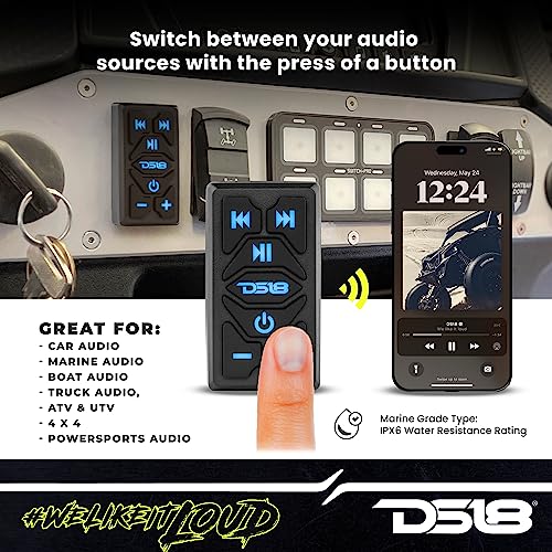DS18 Marine Audio Excellence Bundle - RKS-BT Rocker Switch Audio Streamer with MOFCR-6FT 2 Channel RCA Cable for Crisp Sound, Superior Connectivity & Durability - Amplify Signals, Streamline Control - image 3