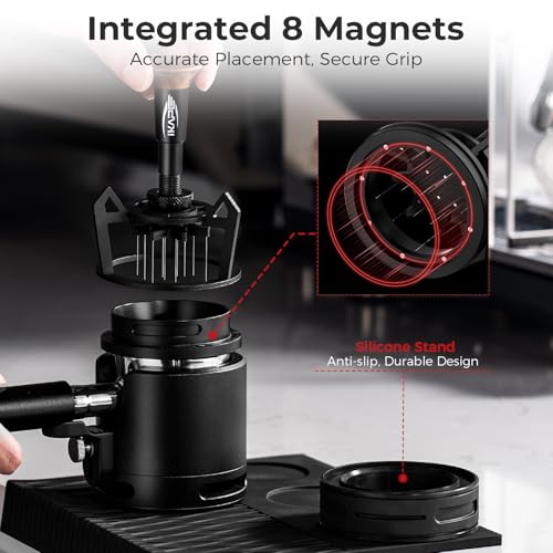 Image of IKAPE Espresso Coffee V3 WDT Tool, 54mm Stirrer Distribution Tool, Equipped with 10-needle Stirrer, Adjustable Needle Height, Coffee Stirrer with Dosing Funnel & Stand