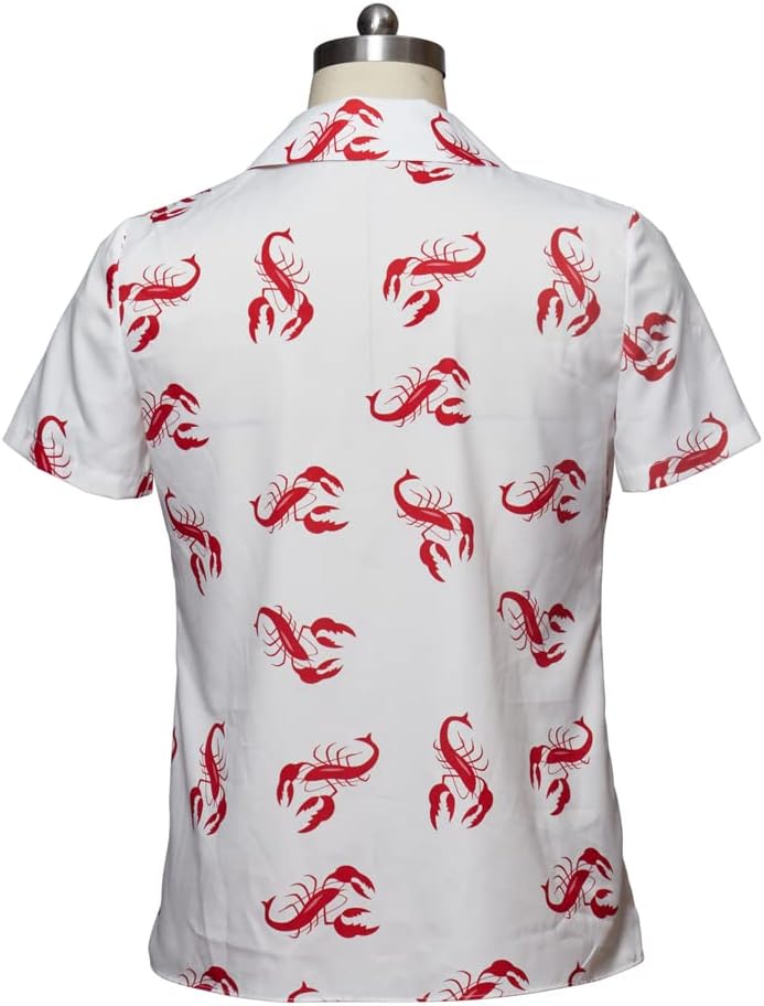 MelangCos Men's Kramer Lobster Shirt Button-Up White Shirt Short Sleeve Hawaiian Shirts - Image 4