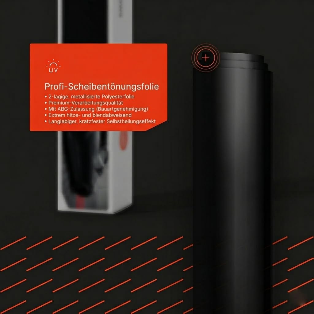 SOLAR SYSTEMS - Tönungsfolie Auto - Scheibentönungsfolie - mit 10-teiligem Montagekit - Scheiben Tönung Folie ABG Konform, mit Sonnenschutz & Anti-Scratch - Panthera Folie 295c 95% Schwarz 50x300cm