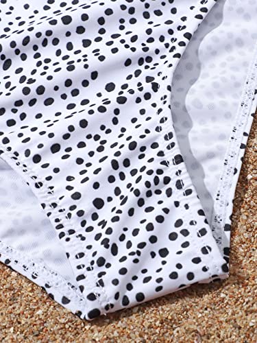 Makemechic Girl's Cut Out Dot Print One Piece Swimsuit Color Block Bathing Suit Pink 150 #TOP3