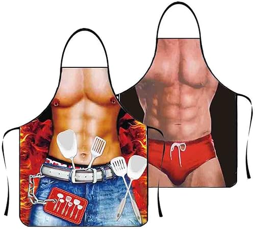 Paquete de 2 delantales ajustables para cocinar, resistentes a las gotas de agua, para mujeres, hombres, chef, divertido delantal