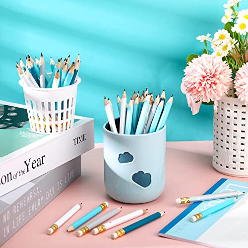 Nezyo 80 Pcs Half Pencils With Eraser Golf Pencils 2 Hb Half Pencils 4 Inch Mini Pencils Hexagon Pre-Sharpened Color Pencils For Bridal Wedding Classroom School Office(Gray Teal Color,Heart Style) #TOP4