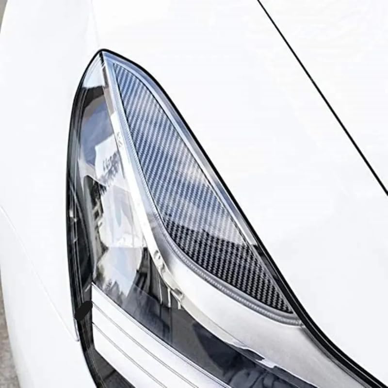 Car Eyelid Eyebrows Headlights Cover for modèle Y 2020 2021 2022 2023,Car Headlight Eyebrow Trim Cover Headlight Sticker Accessories,B-Carbon Fiber Style