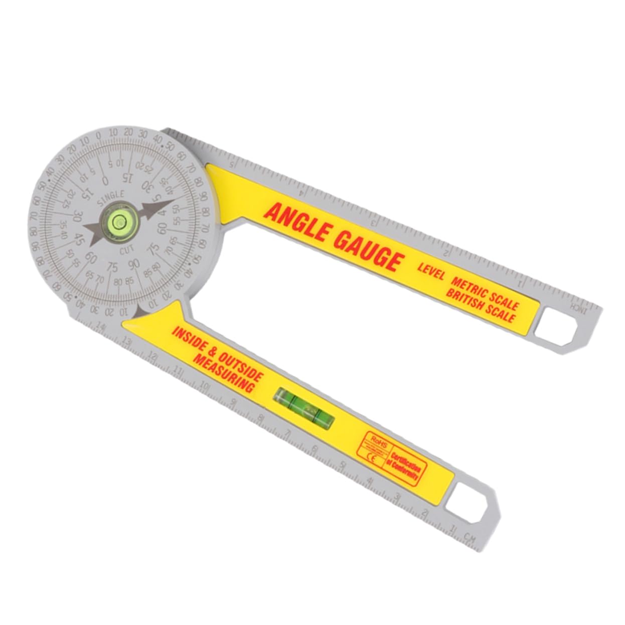 HOLIDYOYO 1Pc Angle Protractor Ruler Gauge for Woodworking Yellow Angle Finder Tool for Accurate Measurement and Projects