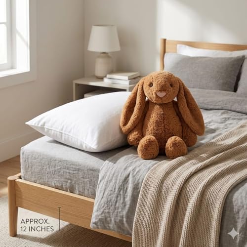 Image of Brown Bunny 35cm Ultra Soft Plush Stuffed Toy Cute Hugging Pillow Gift for Kids Boys Girls