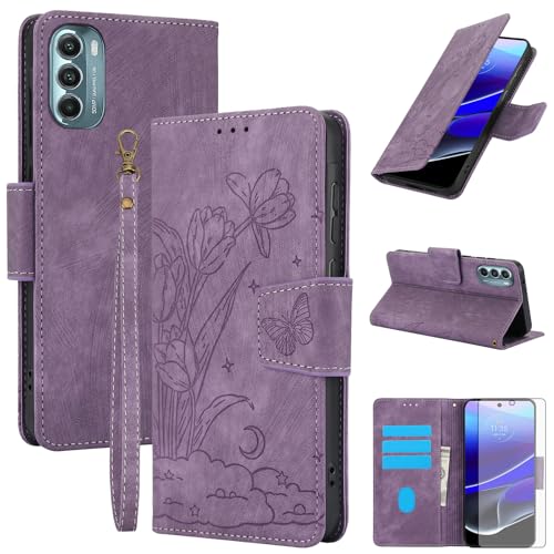 Housse Moto G Stylus 5G 2022 avec porte-carte et support vidéo et verre trempé