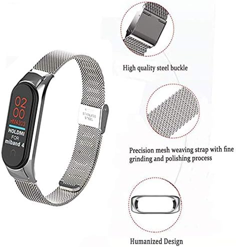 OLLIVAN for Xiaomi Mi Band 4 Strap, Mi Band 4 Mi Band 3 Wristbands Metal Replacement Bracelet Accessories Adjustable Wrist Straps for Xiaomi Mi Band 4 Mi Band 3 -No Tracker
