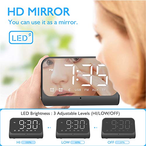 image for Wisoee Bedside Clock Radio, Digital Alarm Clock with Bluetooth Speaker