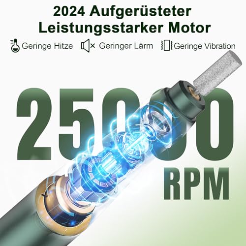 Auriox Kabellos Tragbar Nagelfräser, 12 in 1 Profi Maniküre und Pediküre Set 25000 u/min, Akku Elektrische Nagelfeile für Gelnägel und Acrylnägel, Nagelformen, Entfernen von Hornhaut, Nail Drill