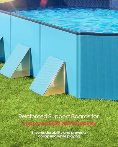 Image of Peteast Dog Pool for Large Dogs, Foldable Hard Plastic, 71 x 39 x 12 in | Extra Large Collapsible Pet Bath Tub with Non-Slip Base for Indoor, Outdoor and Backyard Use, Blue