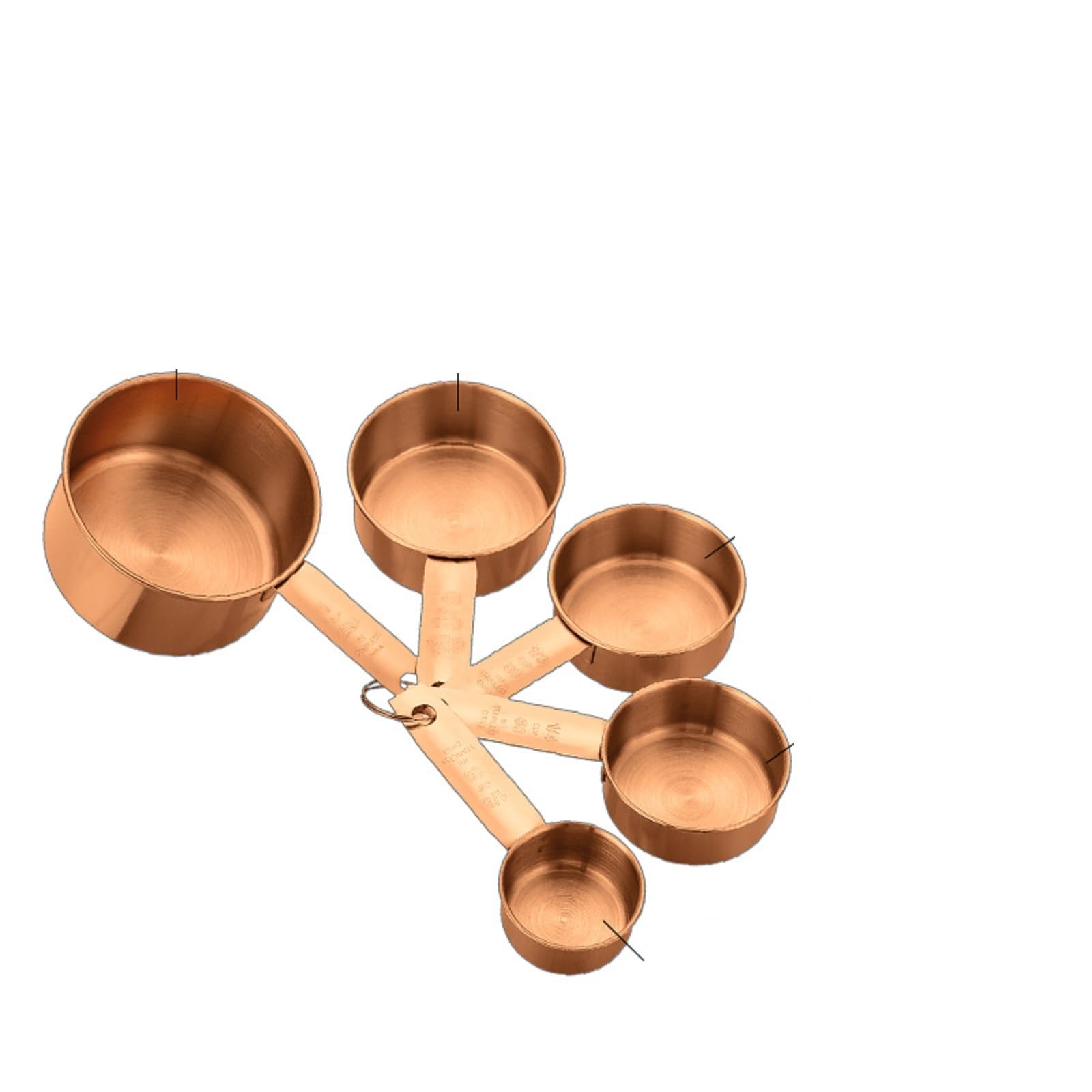 5-Piece Stainless Steel Measuring Cups Set - Dishwasher Safe Measurement Cups, Cute Measure Cup Set for Baking and Kitchen Use, Engraved Stainless Steel Measuring Cups, Rose Gold