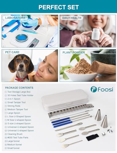 Image of 16Pcs Filling Tools Kit - Short Stem Funnels Home & Lab Supplies with Empty Tray and Spoon Scoops Spatula Tamper Quickly Maker All Size # 000 00 0 1 2 3 4 5 Funnel (16Pcs